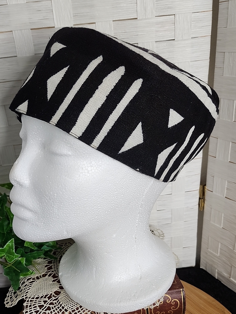 👉*STYLISH* BOLD GEOMETRIC AFRICAN MUDCLOTH-INSPIRED KUFI HAT CAP ~ONE SIZE